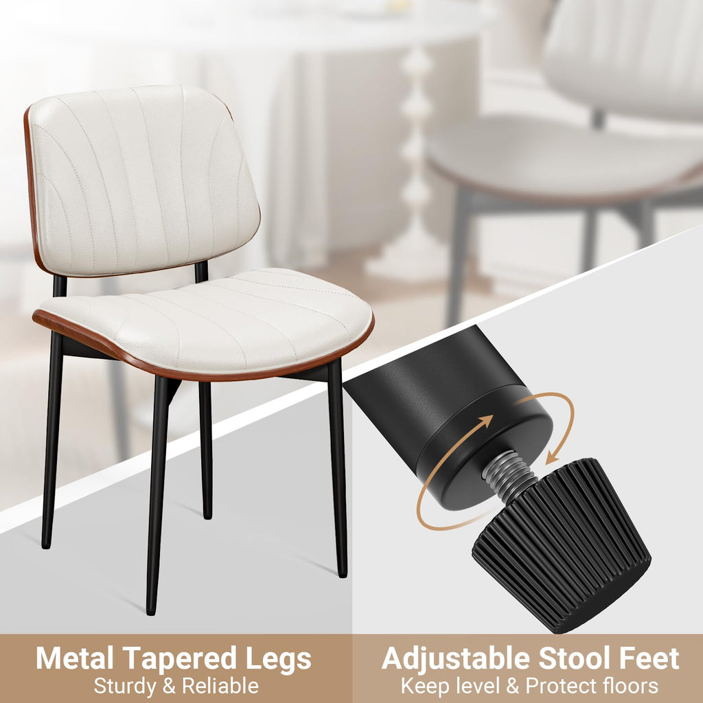REONEY Dining Chairs Set of 4, Mid-Century Modern Kitchen Chairs, Black