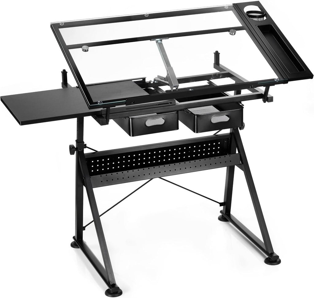 Artist's Loft Artist Table - Glass-Top Table for Drafting, Drawing, Sketching, Painting, and Arts & Crafts - 1 Pack