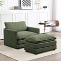 ROWHY 41'' Single Armchair with Ottoman, Modern Corduroy Cloud Couch with Convertible Chaise, Upholstered Sofa Set for Living Room, Green
