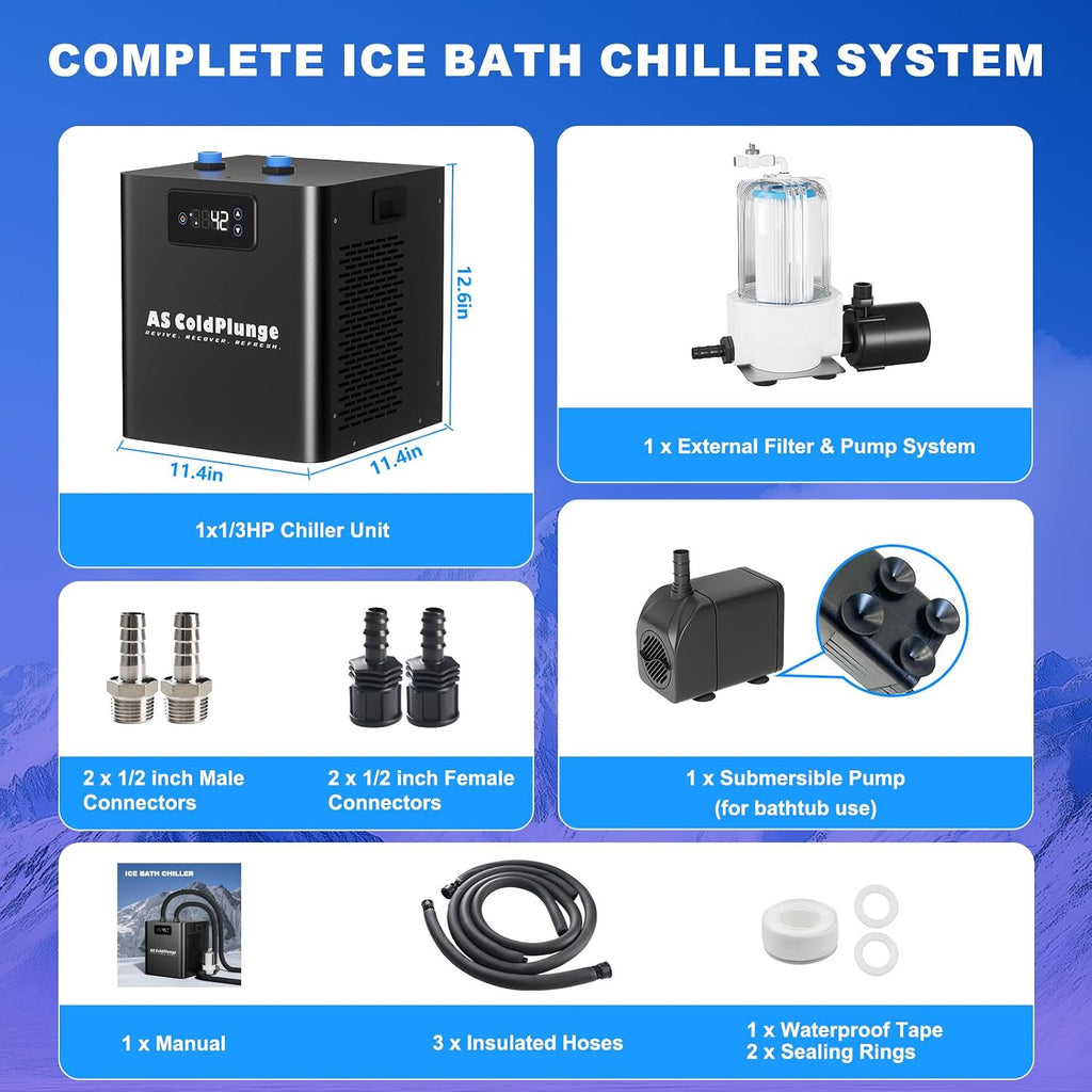 AS ColdPlunge 1/3 HP Cold Plunge Chiller for Ice Bath & Home Cold Therapy