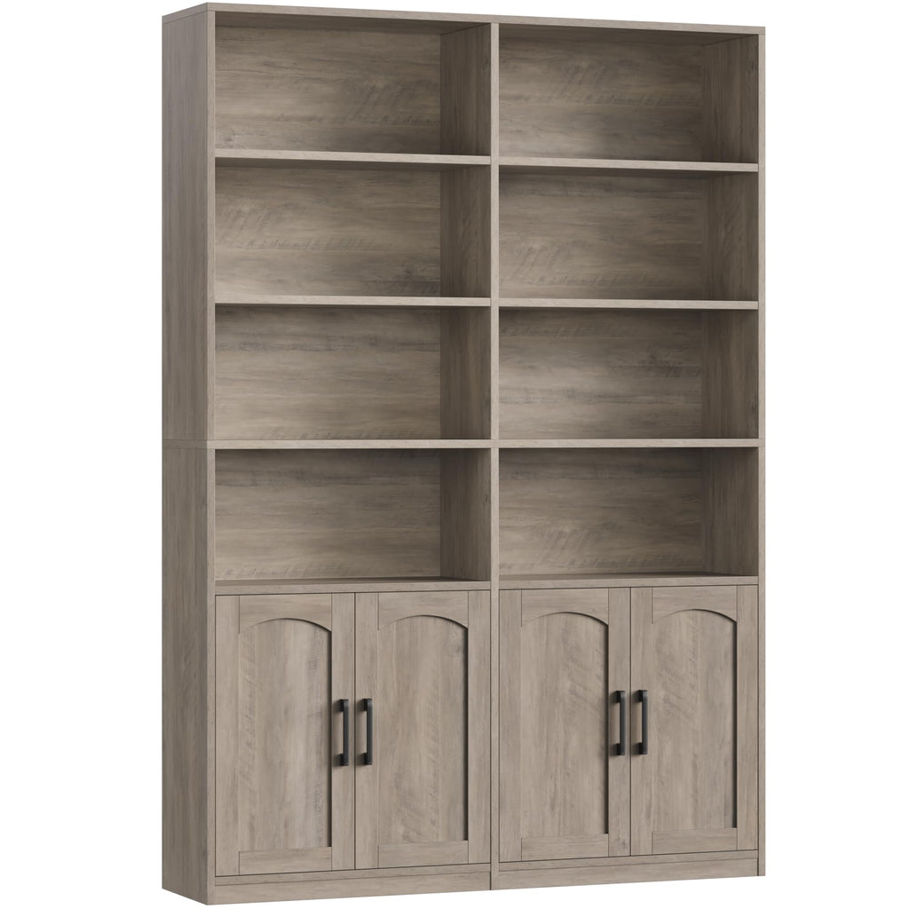 FACBOTALL Bookshelf and Bookcase with Doors, Double Wide Large Bookshelves