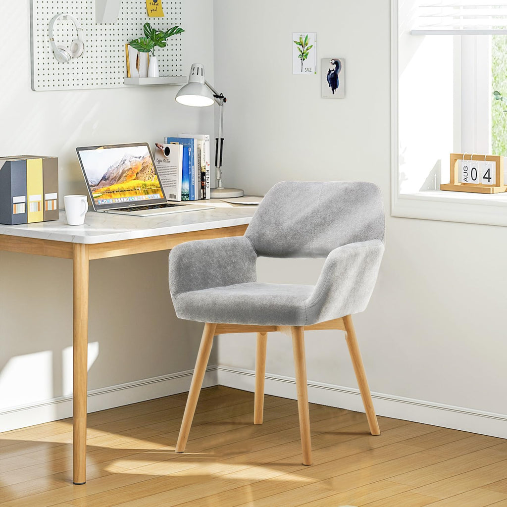 Mid Century Modern Dining Chairs Set of 2 & 4 & 6 Comfy Accent Chair Upholstered Kitchen Dining Living Room Chairs for Bedrooms Waiting Room Home Arm Desk Chair No Wheels (Beige, 2)
