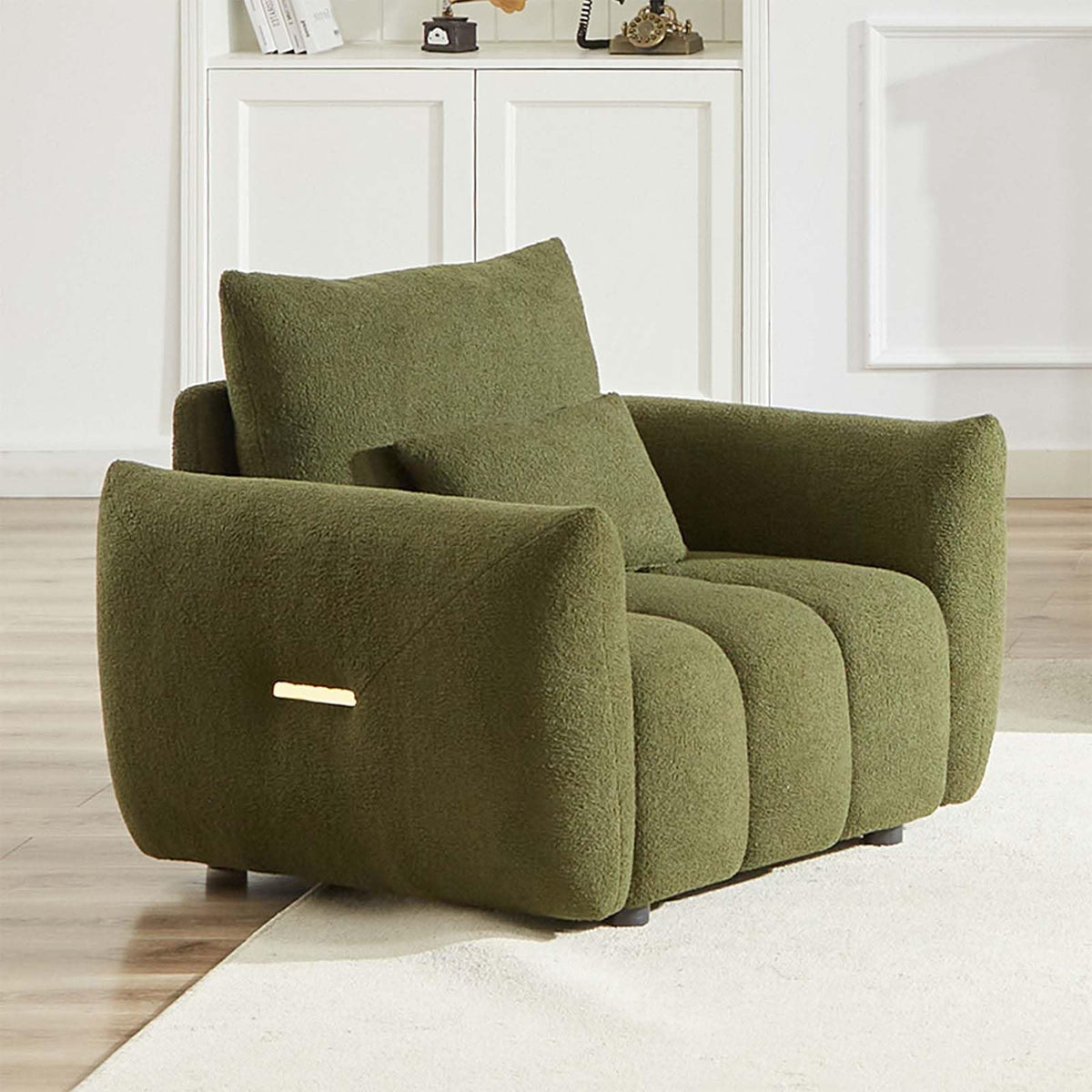 Antetek Teddy Fabric Sofa Set for Living Room, 2 Pieces Modern Deep Seat Oversized 3-Seater Cloud Boucle Couch for Bedroom, Office, Apartment, Furniture Set, 78-inch, Black (2 Pieces)