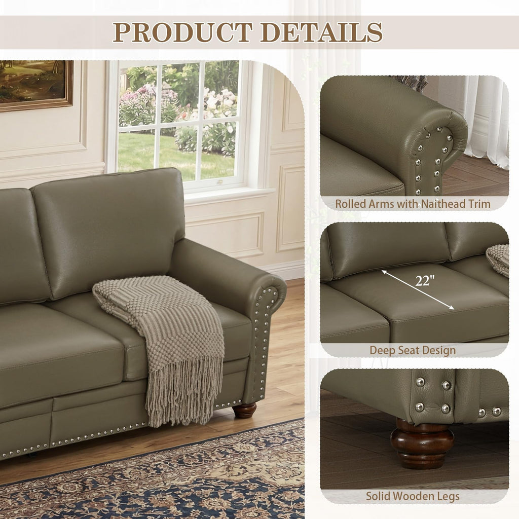 2 Piece Couch Sets for Living Room,Mid Century Modern Couch with Storage Nailhead Trim & Rolled Armrests,Deep Seat Comfy Couch,Furniture Set for Living Room,Bedroom,Office(Navy Blue,Loveseat+3 Seater)