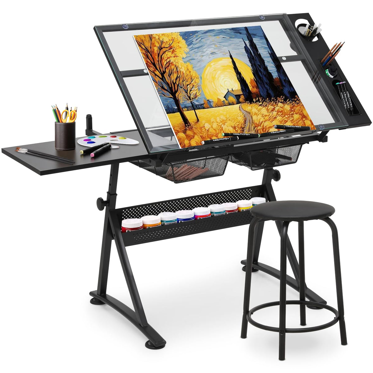 Athena Collection Professhional Drafting Table for Adults Teens, Light Grey