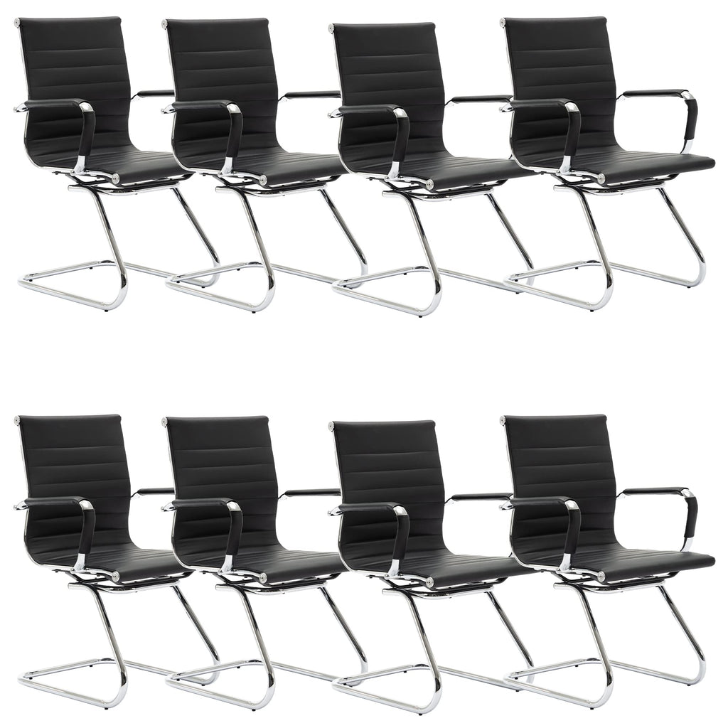 Reception Chairs Leather Conference Guest Chair Heavy Duty Back Support Office Chair, Set of 2 (Navy)