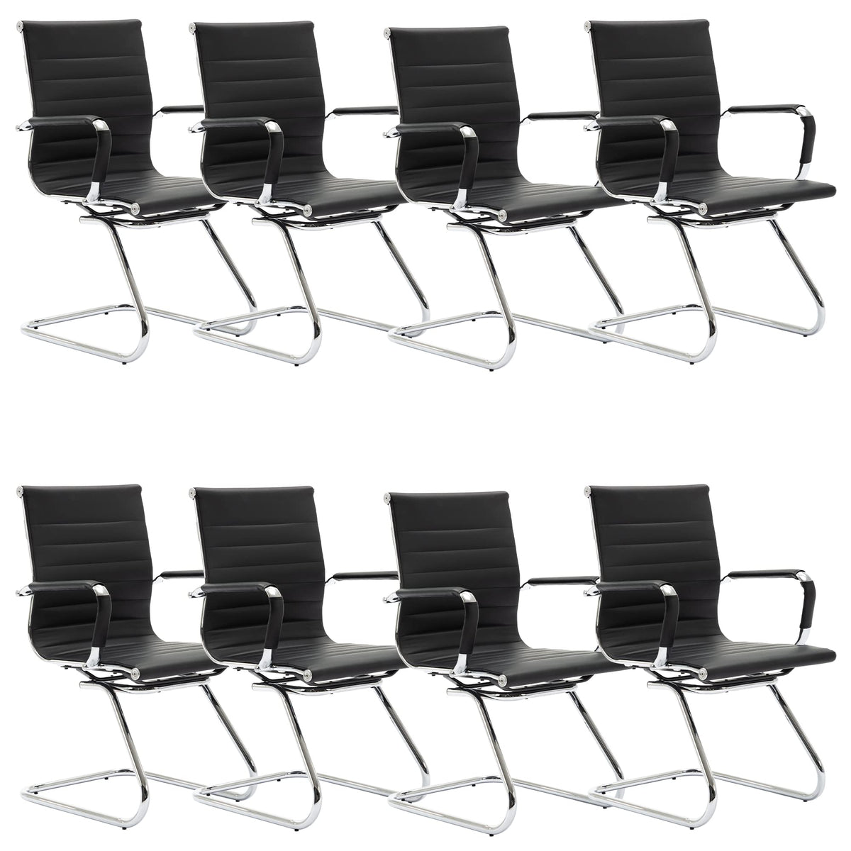 Reception Chairs Leather Conference Guest Chair Heavy Duty Back Support Office Chair, Set of 2 (Navy)
