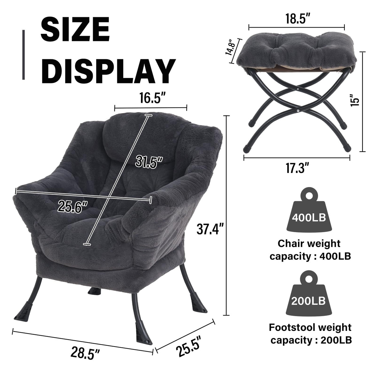 Modern Lazy Chair with Ottoman Lounge Accent Reading Chair for Living Room