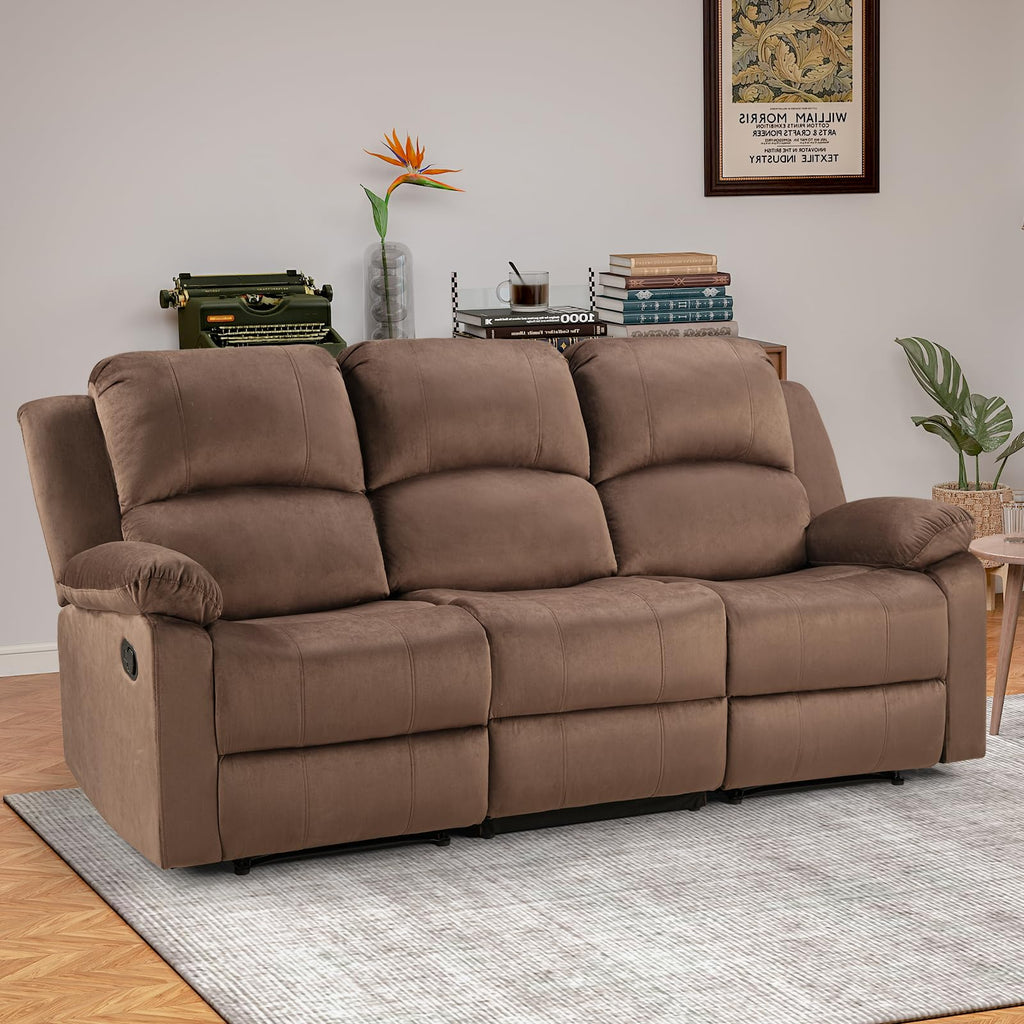 EBELLO Manual Faux Leather Reclining Couch Set for Living Room, Include 1 Recliner Chair, 1 Loveseat Sofa, Recliner Sofa Furniture Set for Home and Office, Black