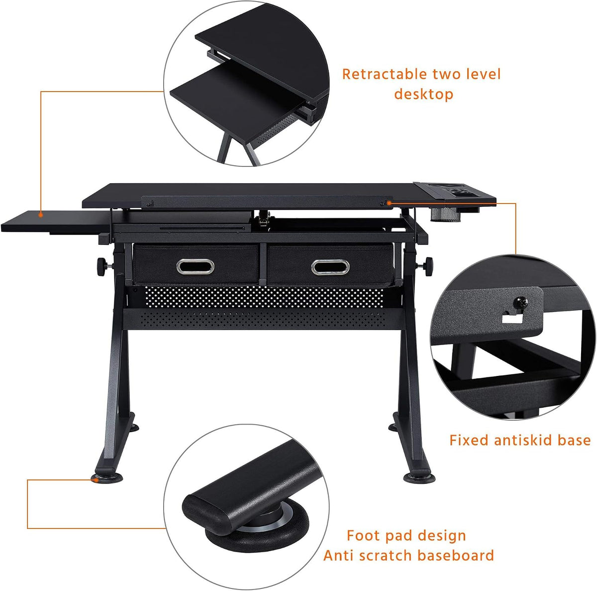 Yaheetech Art Craft Table Drawing Table Height Adjustable Drafting Desk