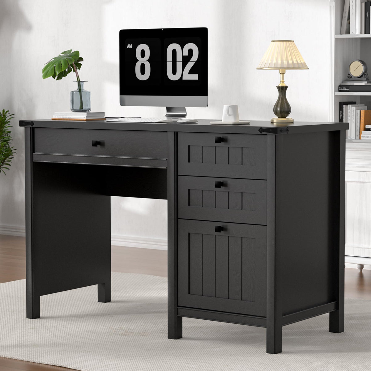 62" Executive Desk Home Office Desk with File Drawer & Cabinet