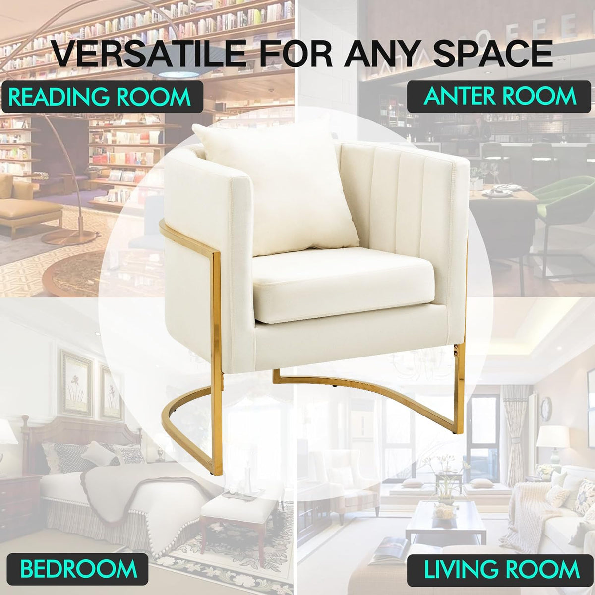 Velvet Accent Barrel Chairs Set of 2, Modern Arm Club Chair Set with Pillow for Living Room/Bedroom/Guest Reception, Channel Tufted, Gold Finish Base, Orange
