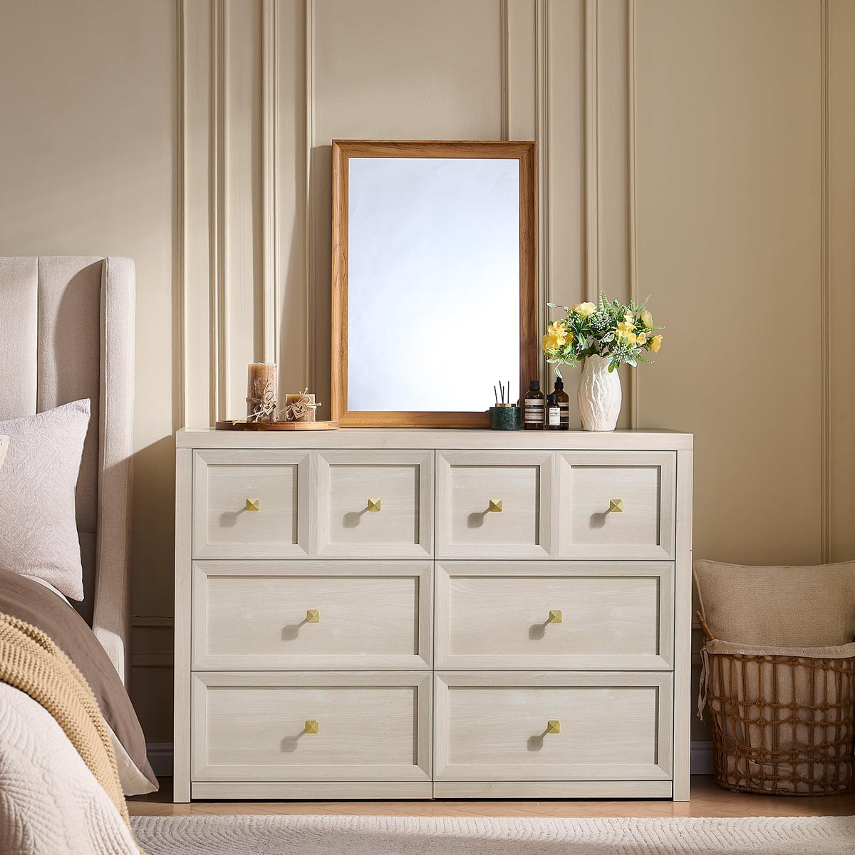 3 Drawers Nightstand Set of 2 W/Charging Station, 30.7" W King Size Bedside Table with 3 Drawers, Accent End Table W/Large Storage, Modern Wood Side Table for Bedroom,Office (2 Pieces, Gray Black)