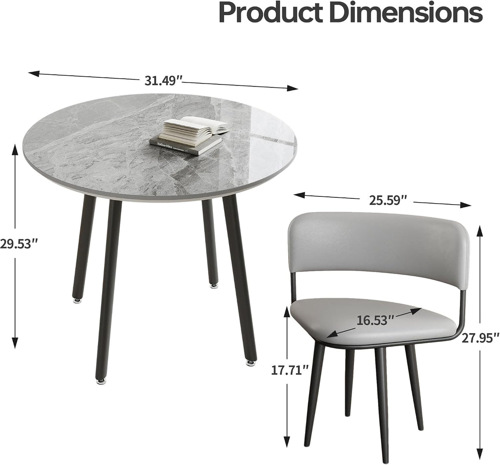 Round Sintered Stone Dining Table Set for 4