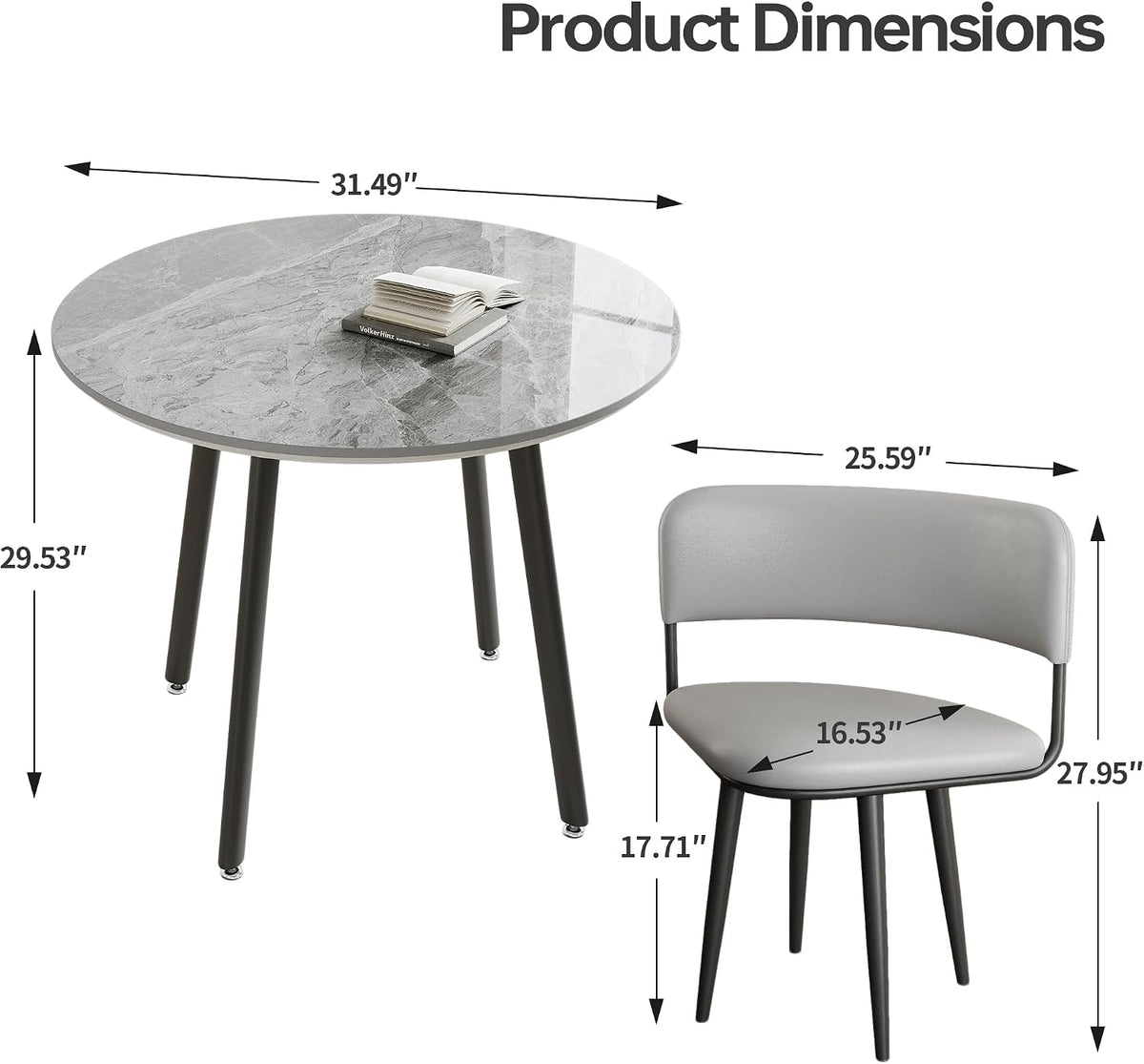 Round Sintered Stone Dining Table Set for 4