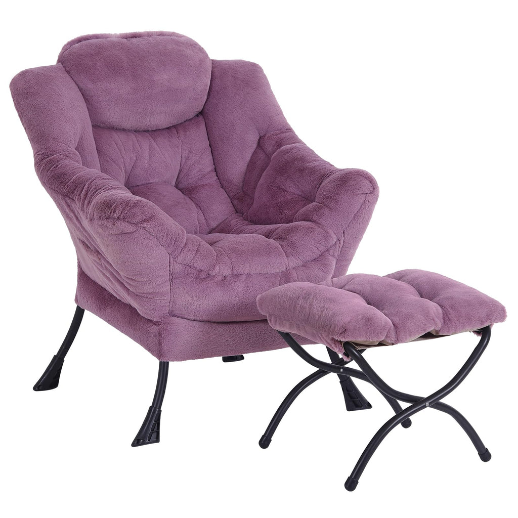Modern Lazy Chair with Ottoman Lounge Accent Reading Chair for Living Room