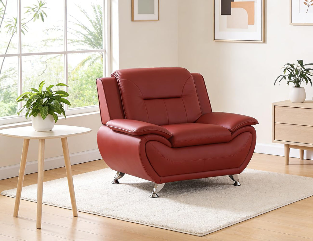 Leather Sectional Sofa Couches, Living Room Sofa and Loveseat Set, Faux Leather Couch and Loveseat Set for Office/Bedroom/Apartment, Cream