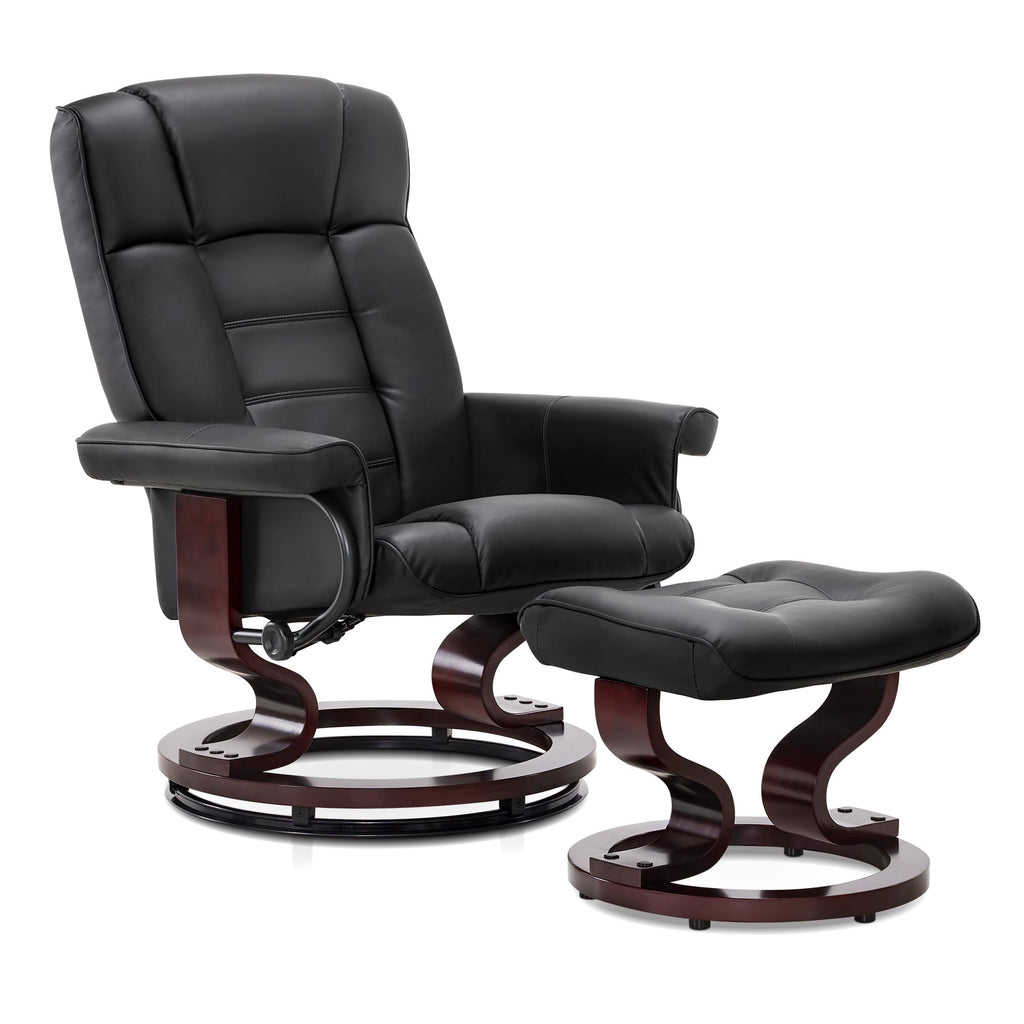 MCombo Manual Swivel Recliner with Ottoman, Faux Leather 9019