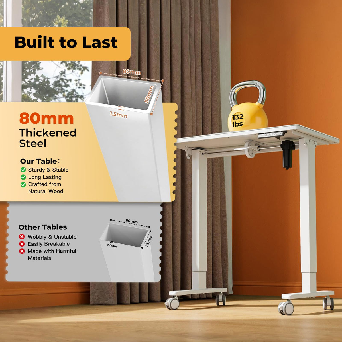 35" Glass Standing Desk, 90Â° Tilt Height Adjustable Drafting Table