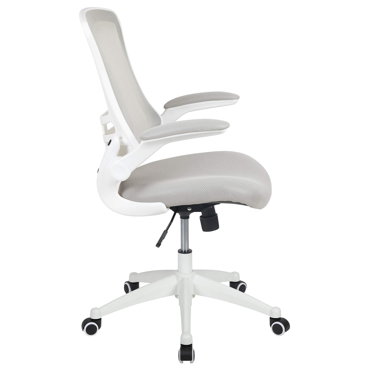 Flash Furniture Set of 4 Mid-Back Swivel Ergonomic Task Office Chairs with Flip-Up Arms, Black Mesh