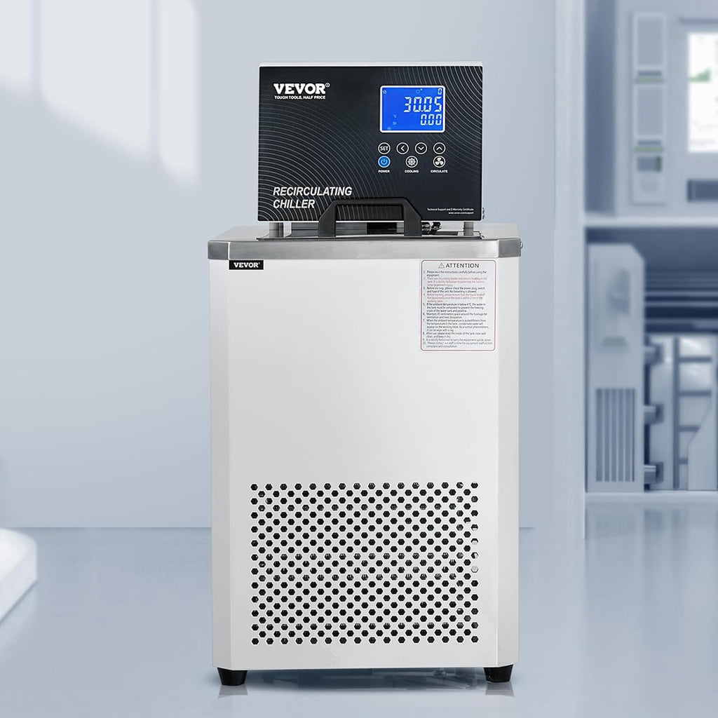 VEVOR Laboratory Chiller Circulator, -20â ~100â Circulator Pump Chiller, 6L Chiller Lab Low Temperature Cooling Liquid, LCD Display, 304 Stainless Steel Water Bath Recirculating Water Cooling