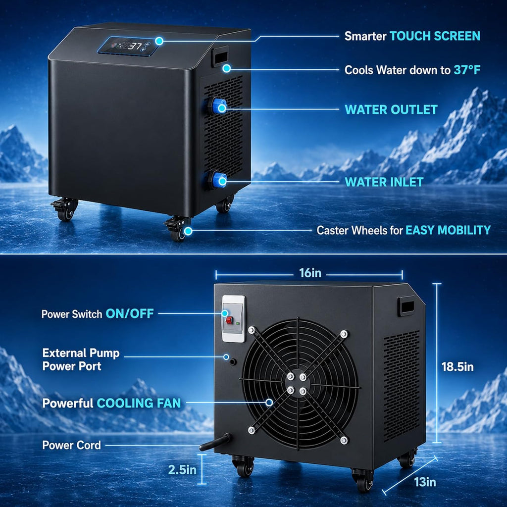 Cold Plunge Chiller, 1 HP Ice Bath Water Chiller for Cold Therapy Recovery