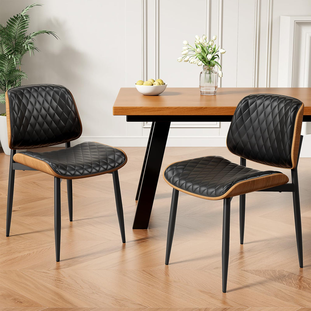REONEY Dining Chairs Set of 4, Mid-Century Modern Kitchen Chairs, Black