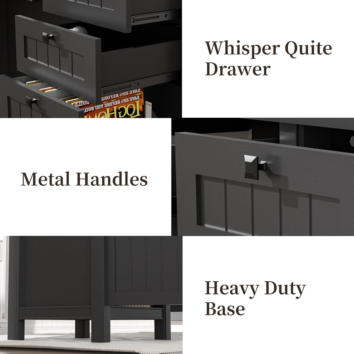 62" Executive Desk Home Office Desk with File Drawer & Cabinet