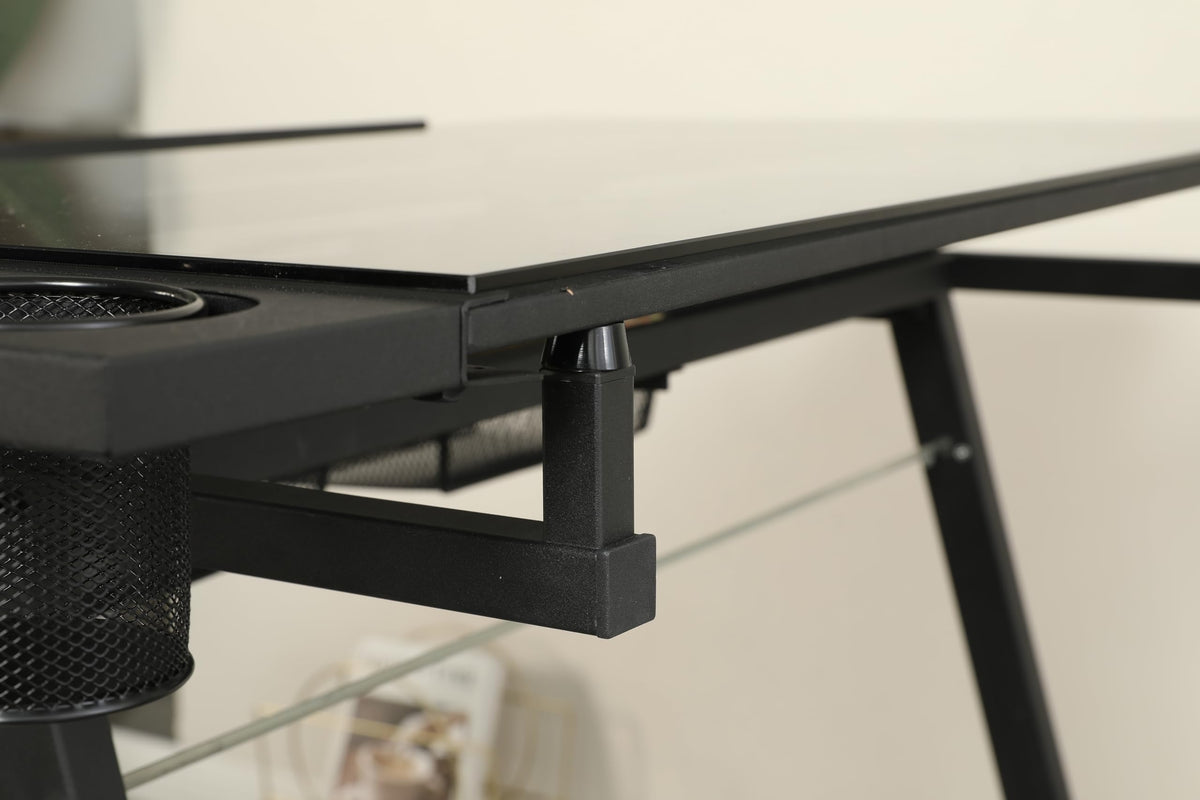 Adjustable Drawing Table for Artists | Drafting Desk with Tilted Glass Top | Art & Craft Table for Adults (Black, Classic Pro-27.16''- 35.82'' H)