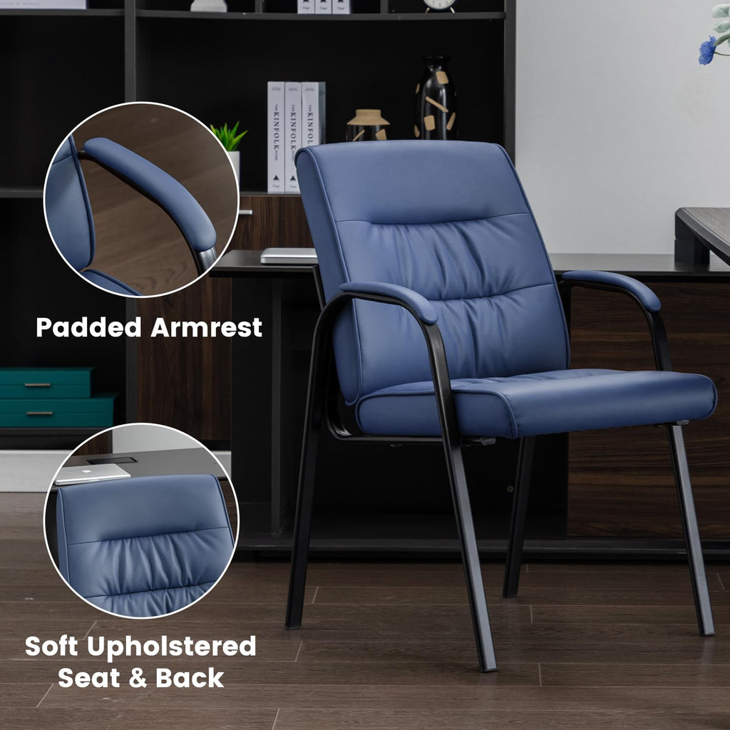 Office Guest Reception Chair Set of 2, Conference Room Chairs Waiting Room Chairs 2 Pack, Modern Leather Office Desk Chair No Wheels.