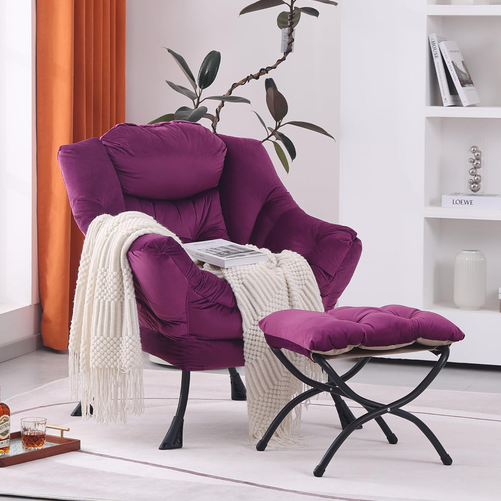 Modern Lazy Chair with Ottoman Lounge Accent Reading Chair for Living Room