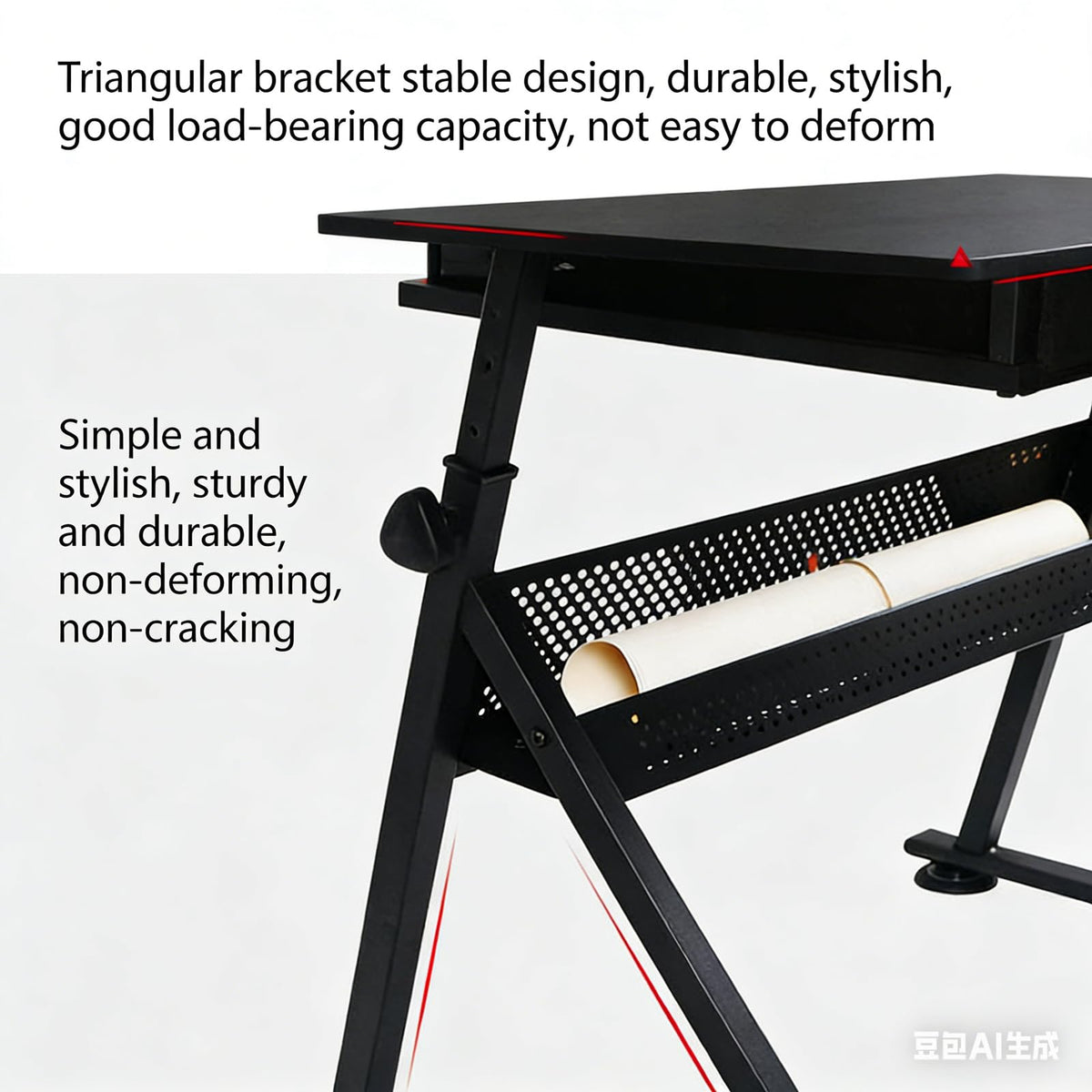 Height Adjustable Art Table Drafting Table with Stool, Rustic