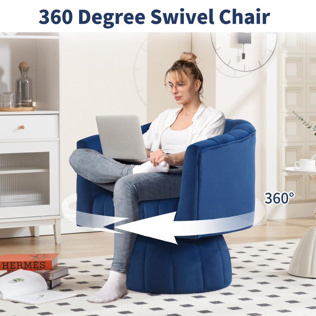 Swivel Accent Barrel Chair Set of 2, Cute Comfy Small Round 360Â° Arm Chair, Velvet Sofa Club Reading Chair for Living Room Bedroom Office Purple