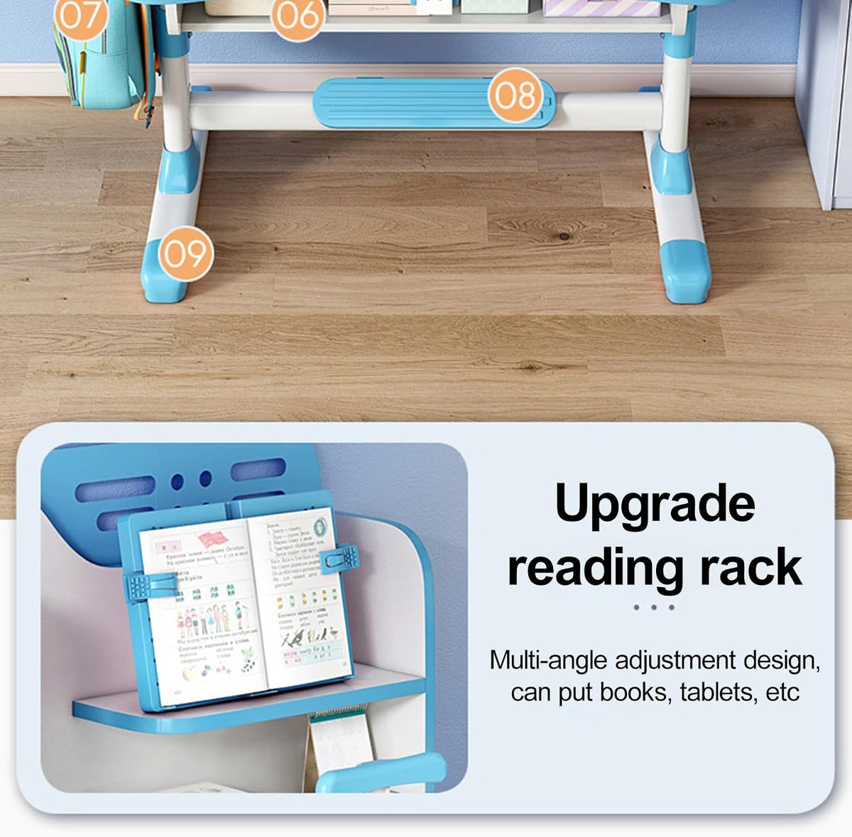 Kids Study Desk and Chair Set for 3-18 Years, Adjustable Height