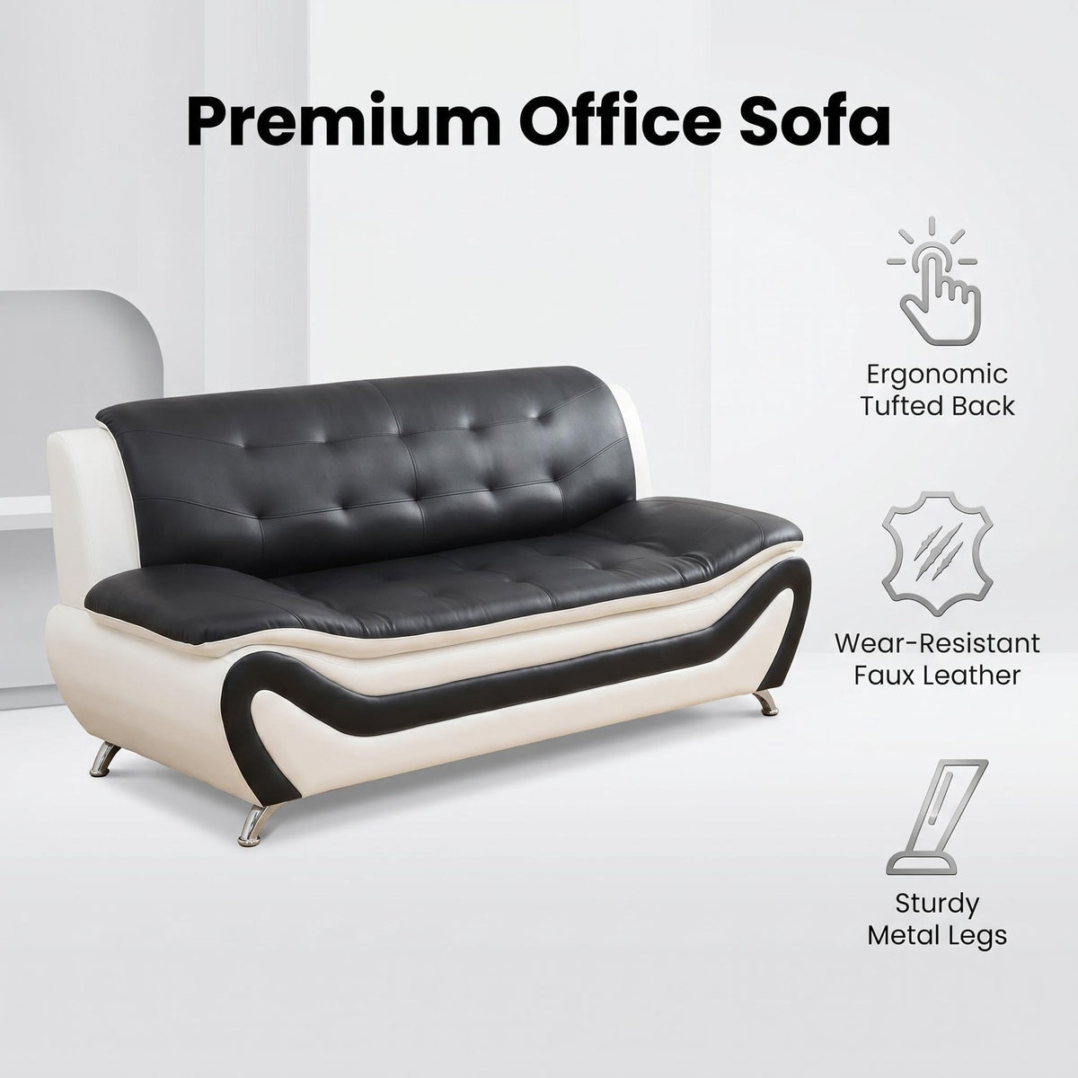 Modern Faux Leather Sofa Set â 3-Piece Living Room Couch with Chrome Legs & Padded Armrests â Includes 1-Seater, 2-Seater & 3-Seater â Contemporary Lounge Furniture for Home & Office (Brown)