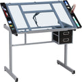 Yaheetech Glass Drafting Table with Storage, Adjustable Art Drawing Desk