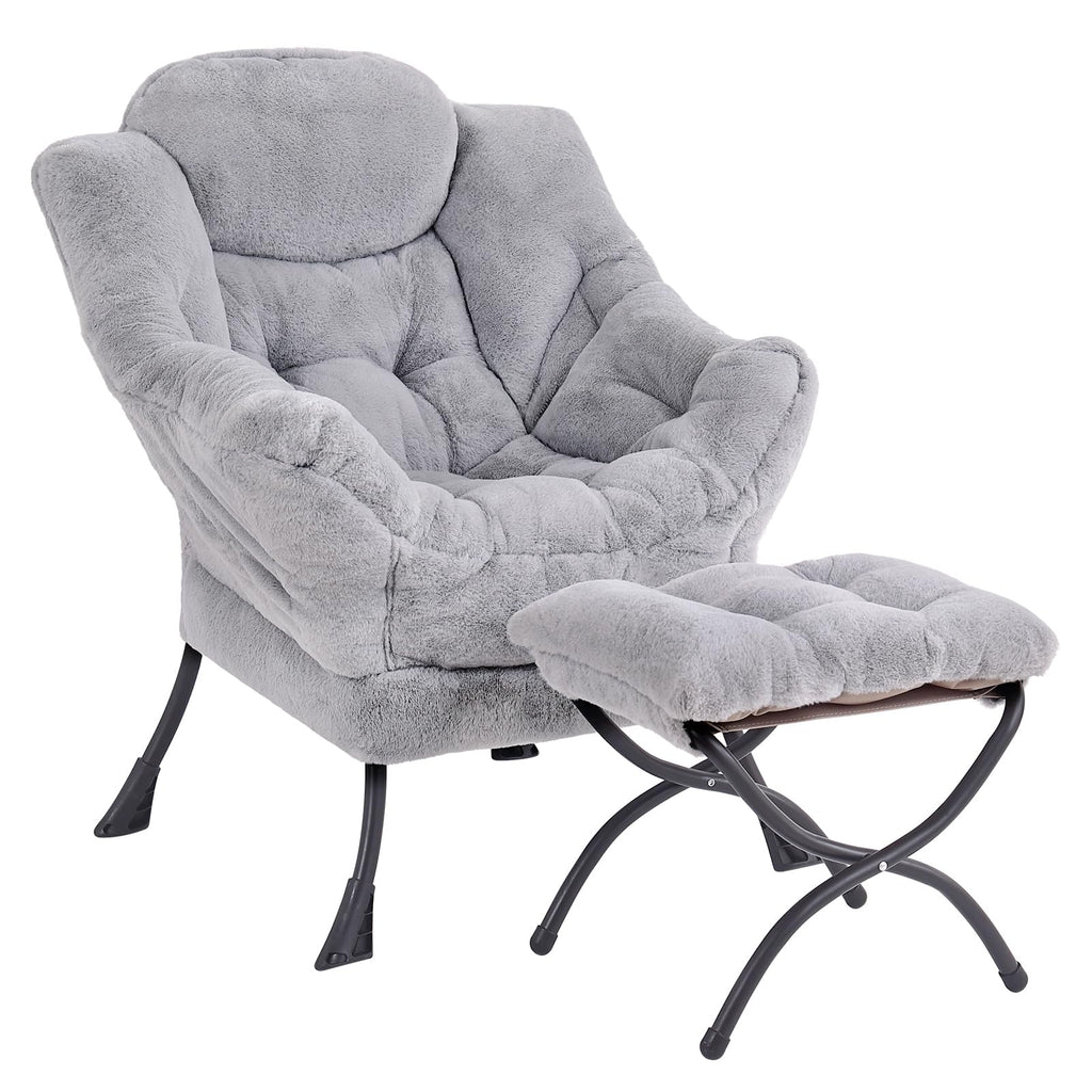 Modern Lazy Chair with Ottoman Lounge Accent Reading Chair for Living Room