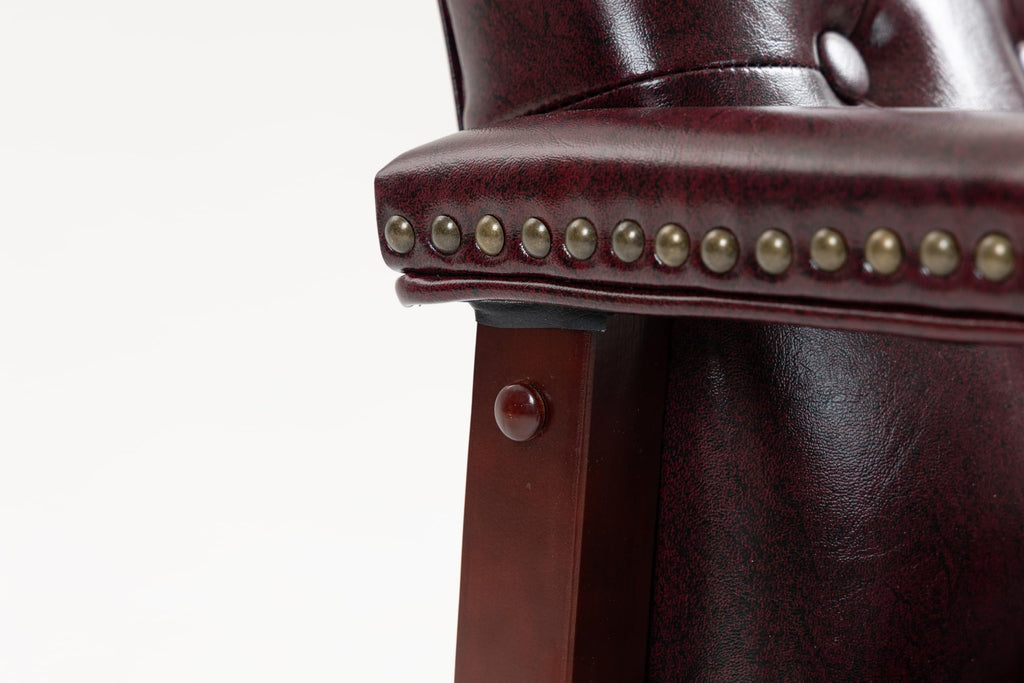 Leather Office Guest Chairs Set of 2, Ergonomic Waiting Room Chair with Arms Reception Chairs No Wheels Conference & Meeting Side Chairs Executive Furniture (Burgundy)