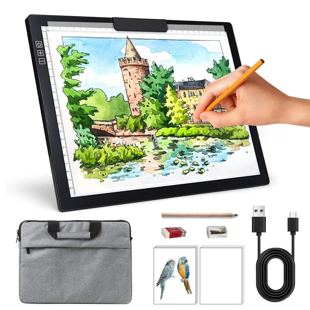 Zocelight A1(35.4''x 23.6'') Large Rechargeable Light Pad for Diamond Painting,6 Levels & Stepless Dimming Light Box for Tracing,3-Color Modes Light Board,Built-in 6000mAh Battery Light Table for Art