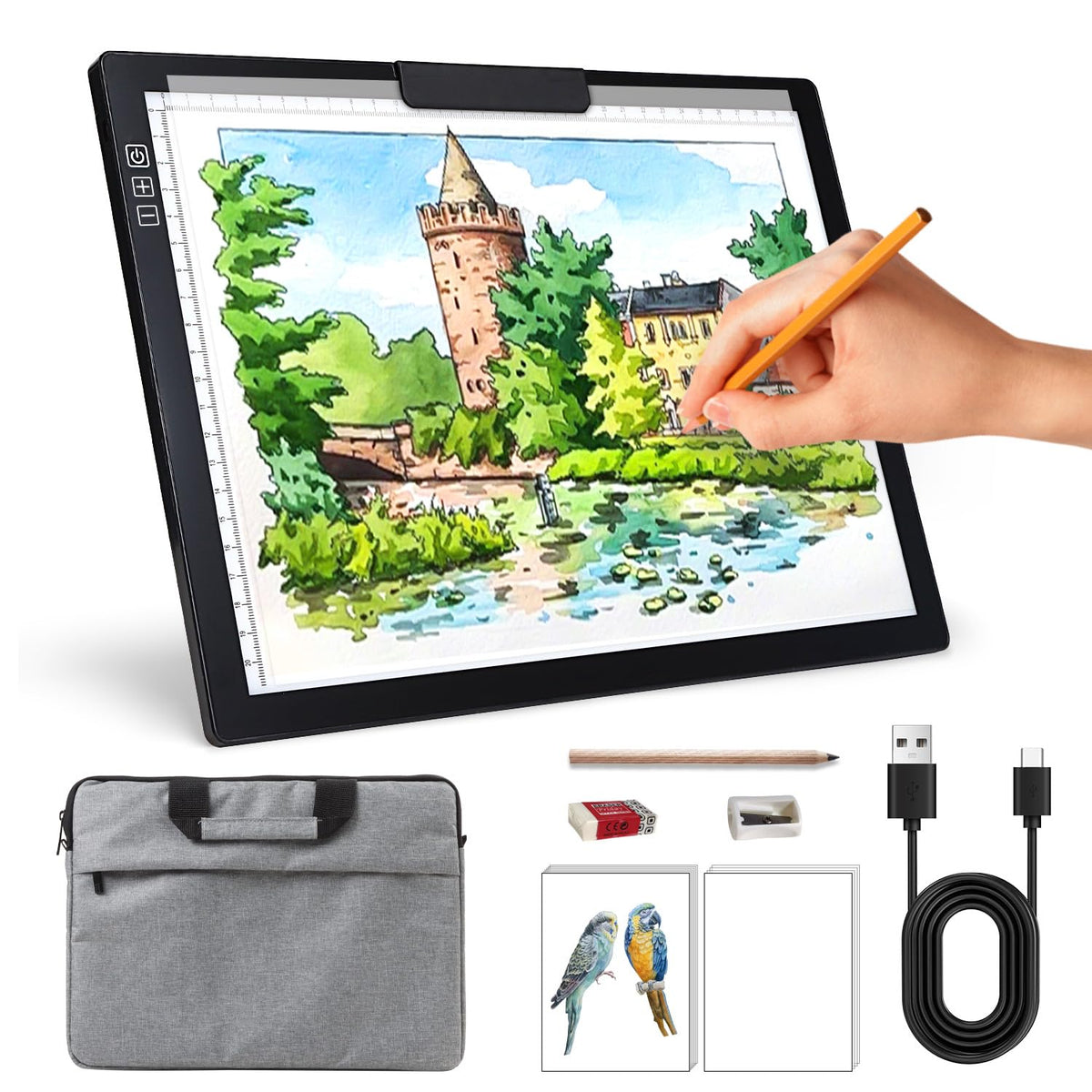 Zocelight A1(35.4''x 23.6'') Large Rechargeable Light Pad for Diamond Painting,6 Levels & Stepless Dimming Light Box for Tracing,3-Color Modes Light Board,Built-in 6000mAh Battery Light Table for Art