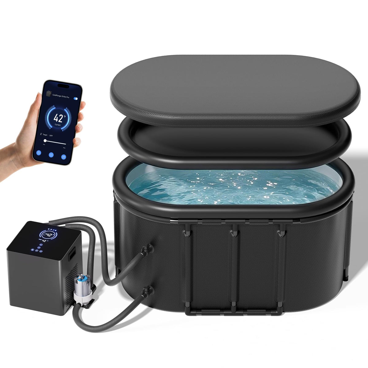 Ice Bath Chiller & 148Gal Cold Plunge Tub Kit for Cold Recovery Therapy