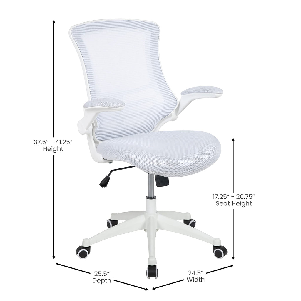 Flash Furniture Set of 4 Mid-Back Swivel Ergonomic Task Office Chairs with Flip-Up Arms, Black Mesh