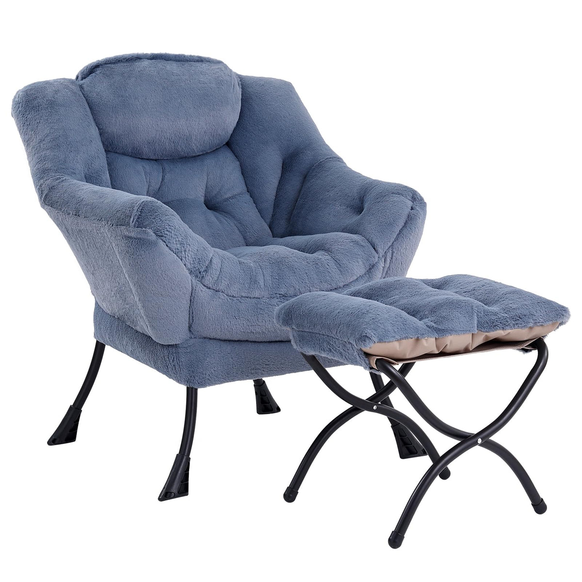 Modern Lazy Chair with Ottoman Lounge Accent Reading Chair for Living Room