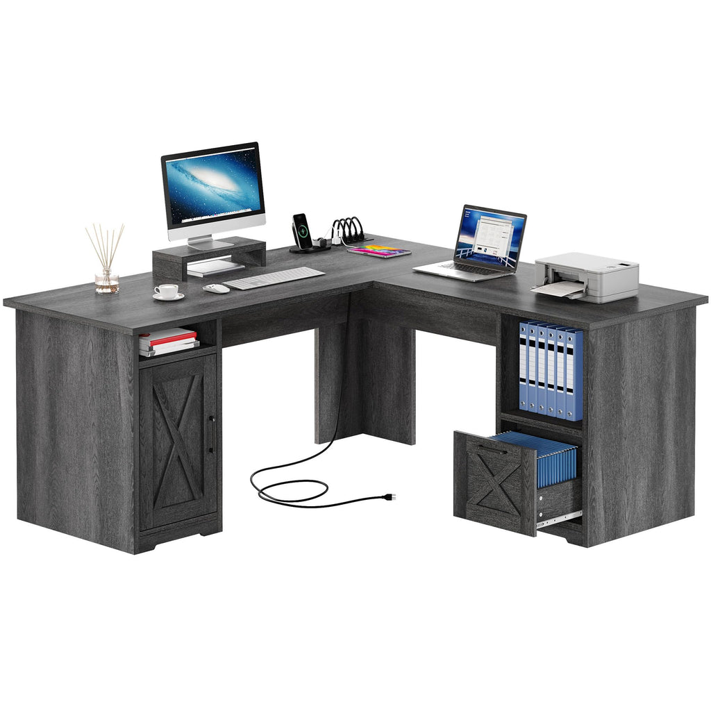 YITAHOME L Shaped Desk with Power Outlets