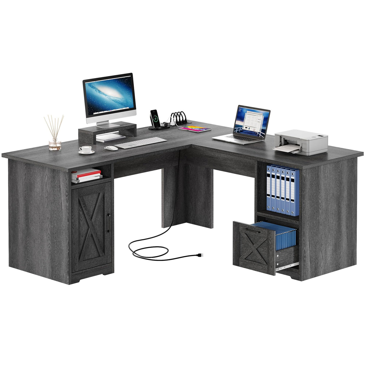 YITAHOME L Shaped Desk with Power Outlets