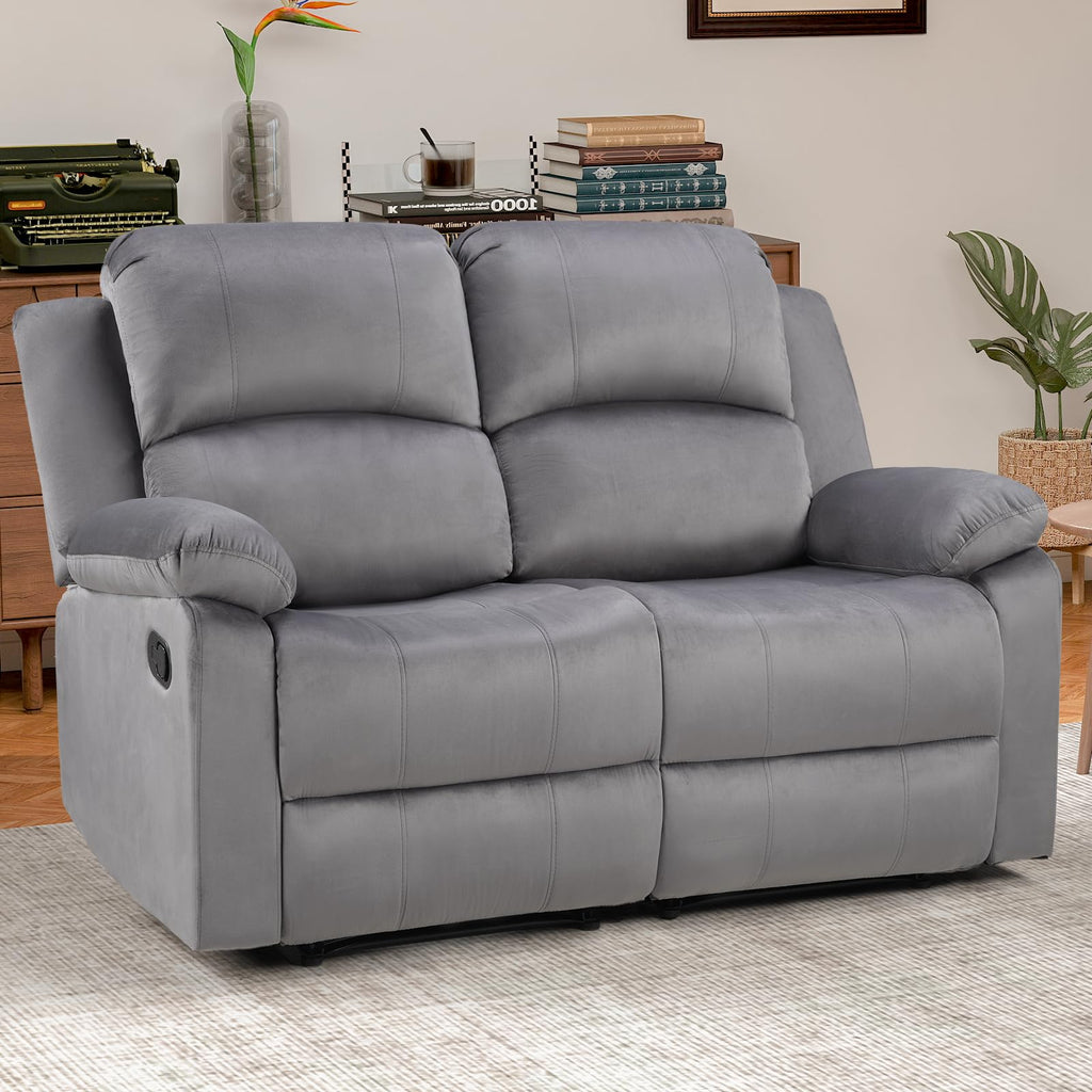 EBELLO Manual Faux Leather Reclining Couch Set for Living Room, Include 1 Recliner Chair, 1 Loveseat Sofa, Recliner Sofa Furniture Set for Home and Office, Black