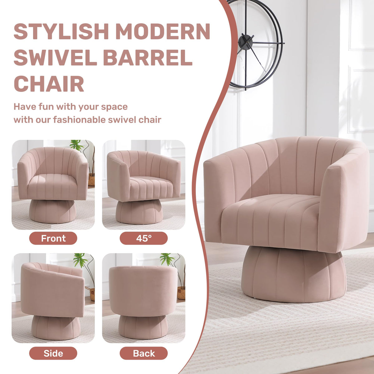 Swivel Accent Barrel Chair Set of 2, Cute Comfy Small Round 360Â° Arm Chair, Velvet Sofa Club Reading Chair for Living Room Bedroom Office Purple