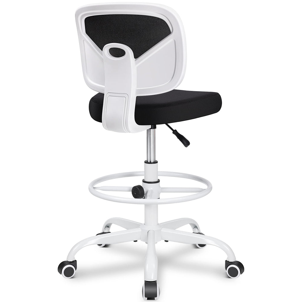 Primy Tall Drafting Desk Chair - Armless, Adjustable Height, Mesh Back, Rolling, Standing Desk Chair for Art Room, Office or Home (Black)