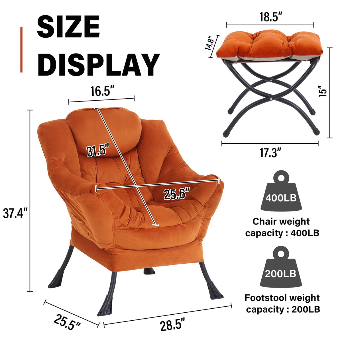 Modern Lazy Chair with Ottoman Lounge Accent Reading Chair for Living Room