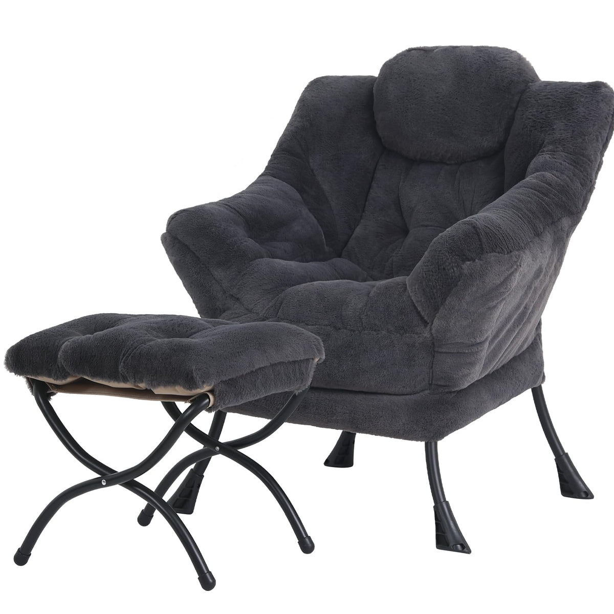 Modern Lazy Chair with Ottoman Lounge Accent Reading Chair for Living Room